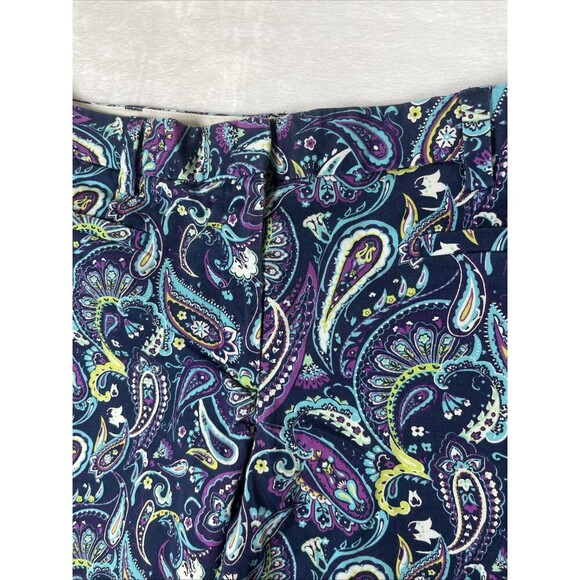 Lands' End Women's Bermuda Shorts Blue Paisley Fit 2 Size 8 - Picture 2 of 7